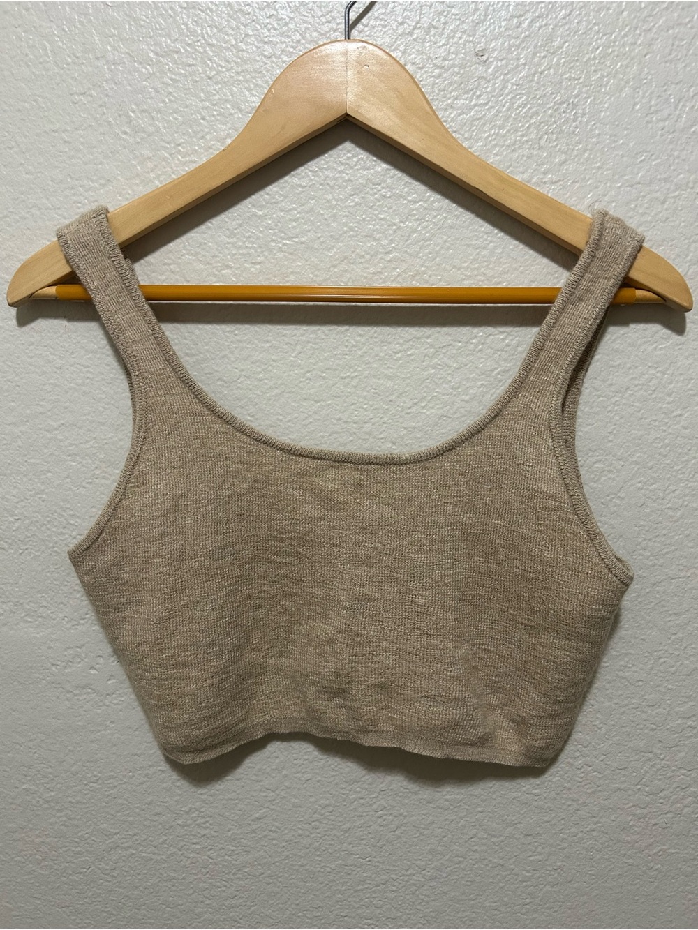 OZMA Baby Alpaca & Linen Knit Crop Top Size Medium Oatmeal Slow Fashion